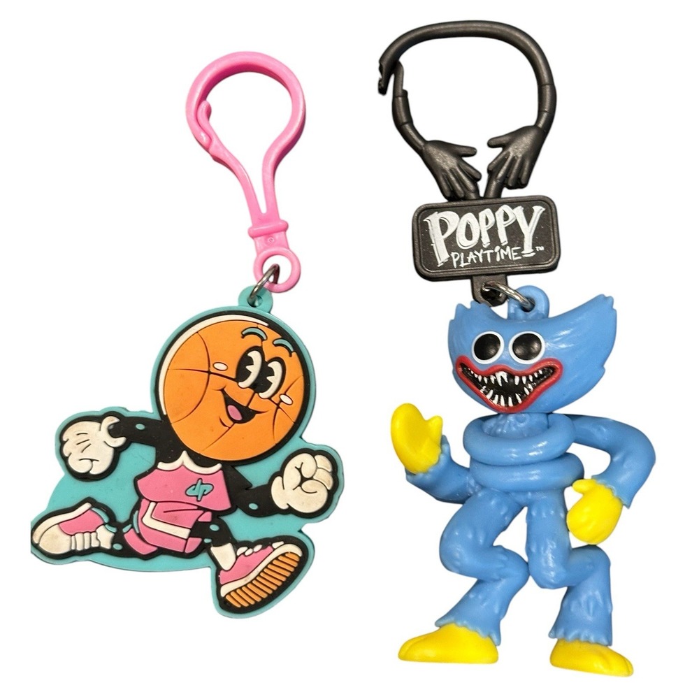 Dude Perfect Basketball & Poppy Playtime Huggy‎ Wuggy Keychains Clips Figure Lot